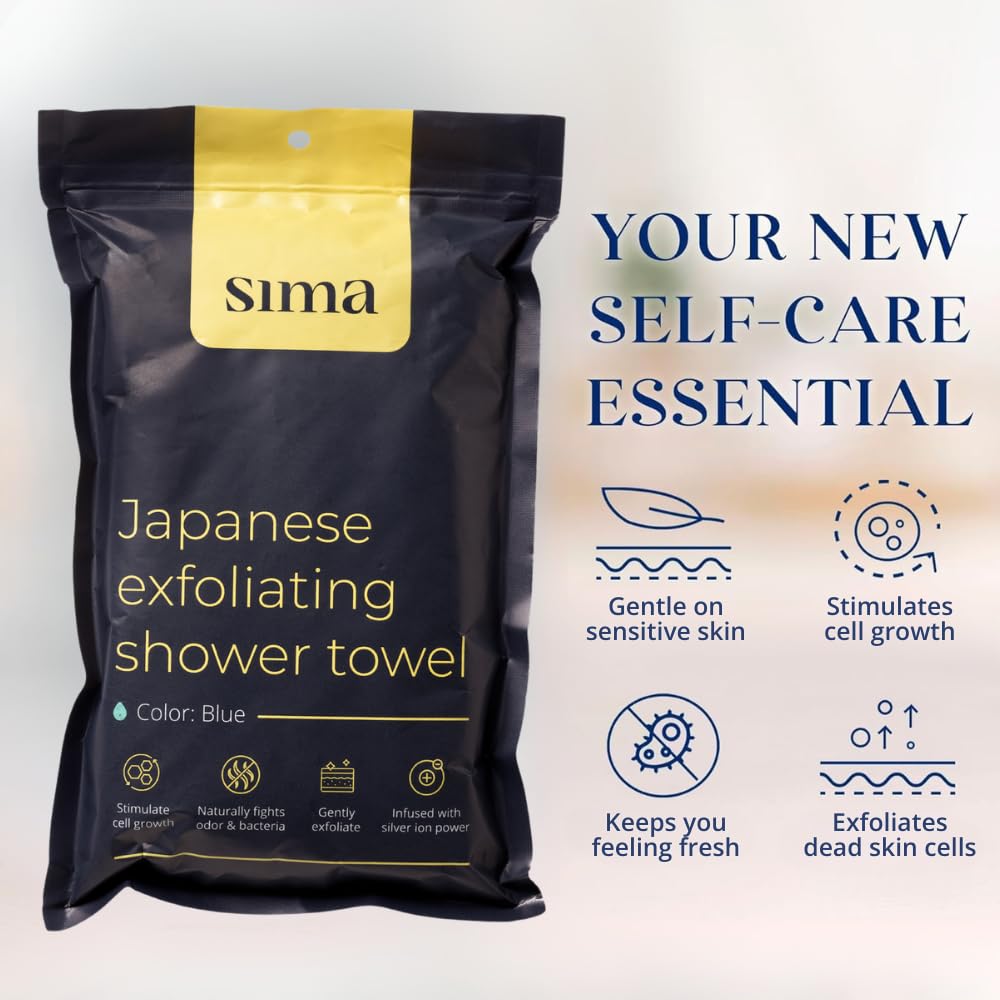 Simabrand exfoliating washcloth body side blue for deeper cleansing