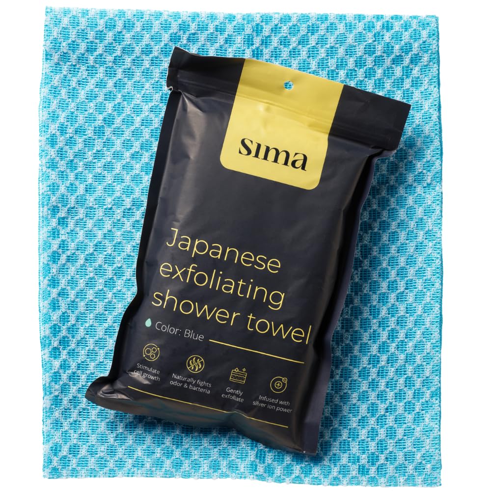 Simabrand extra-long blue washcloth reaches back and shoulders