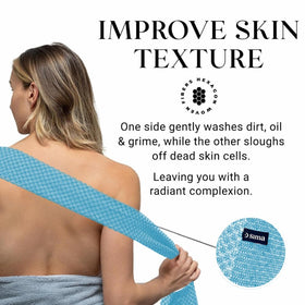 Simabrand two-sides blue washcloth showing dual textures