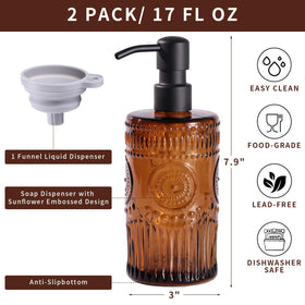 Simeitol 304 stainless steel pump on amber glass dispenser ensures rust-free durability.