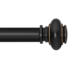 SIMEWIN black curtain rod with gold finials for a contemporary living room.