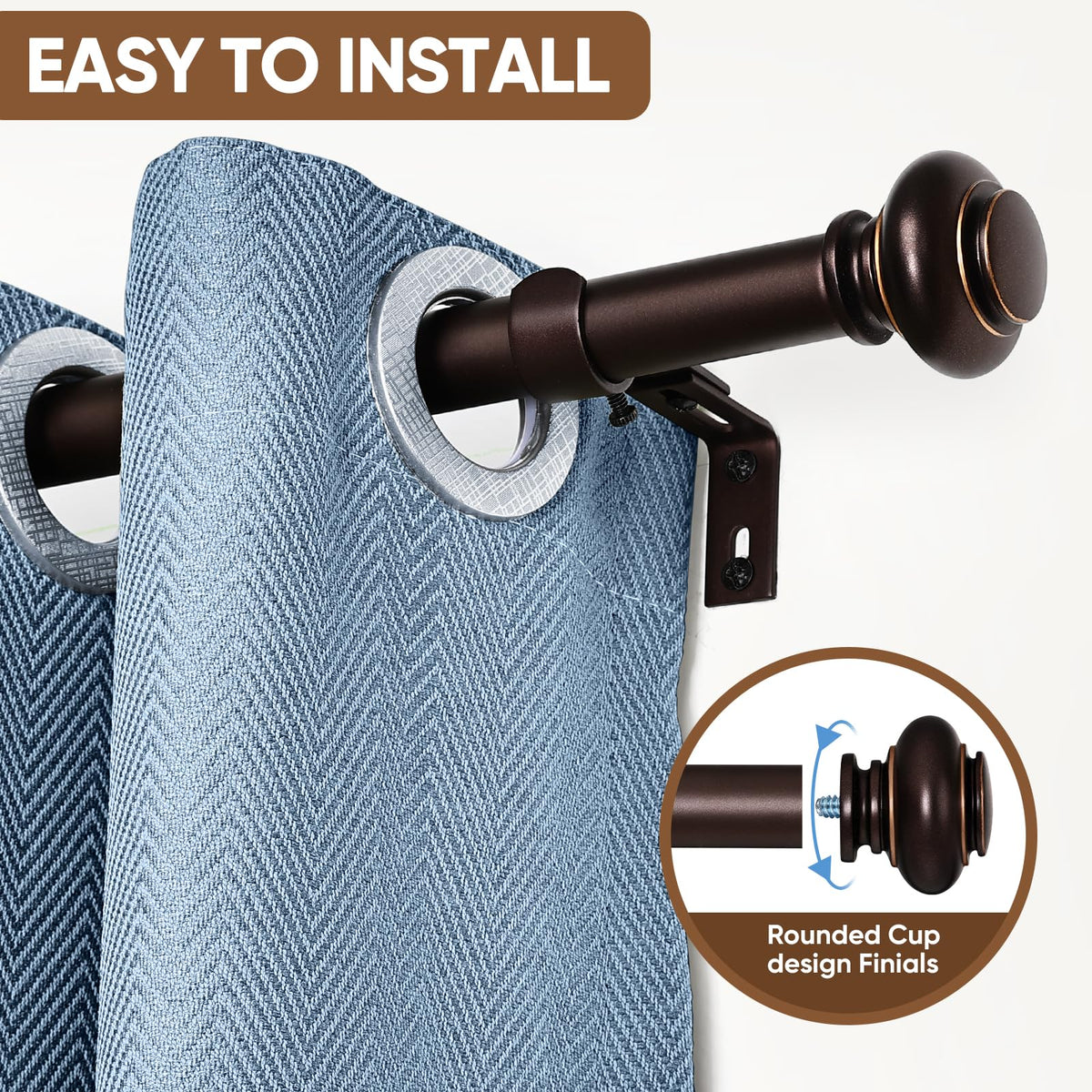 SIMEWIN bronze curtain rod finial round detail adds classic style