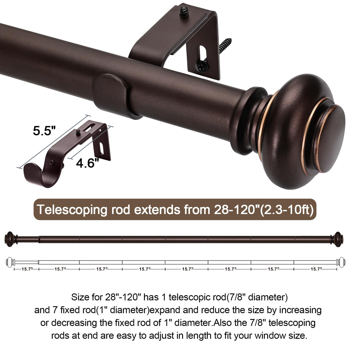 SIMEWIN bronze curtain rod package contents including hardware