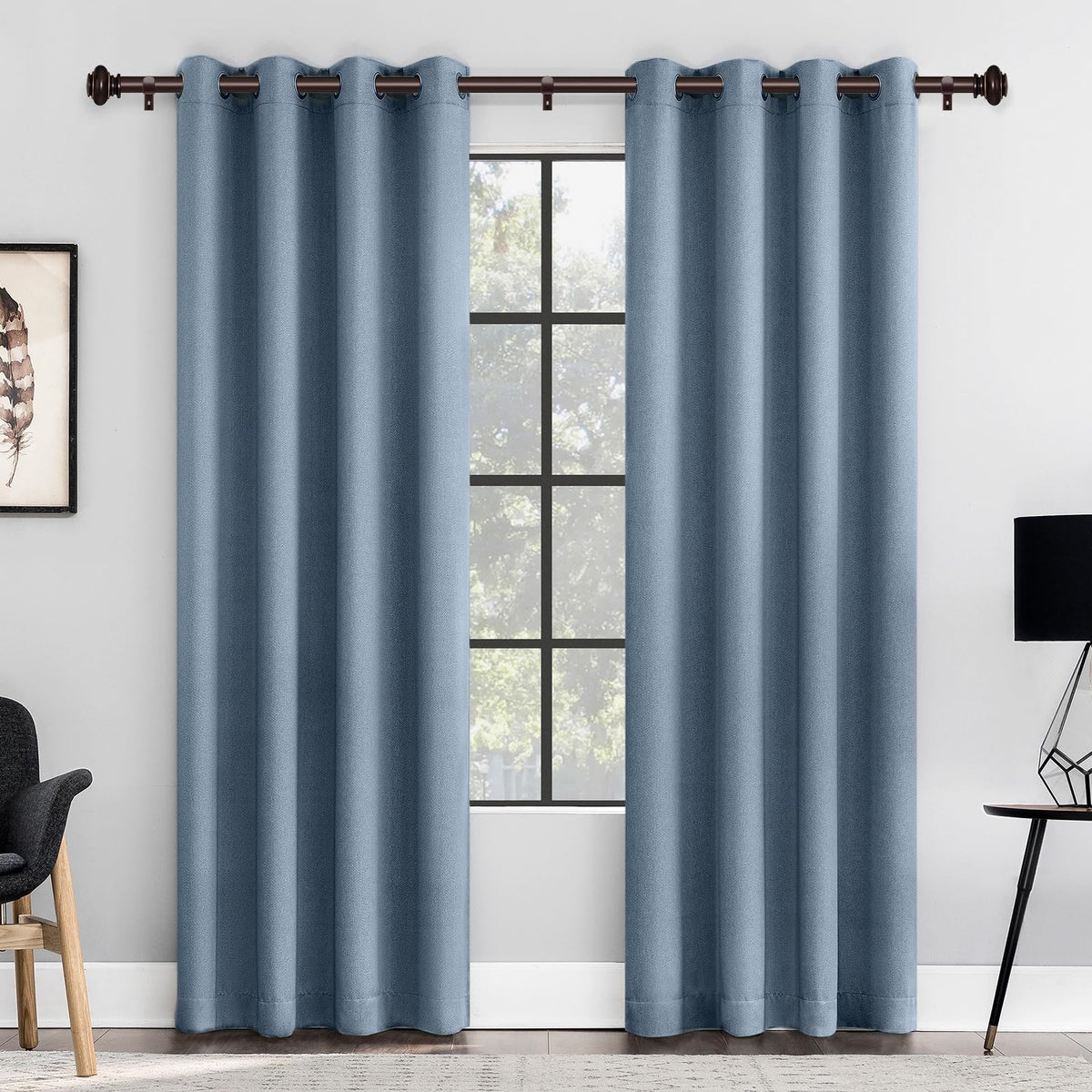 SIMEWIN bronze telescoping curtain rod section showing adjustable fit