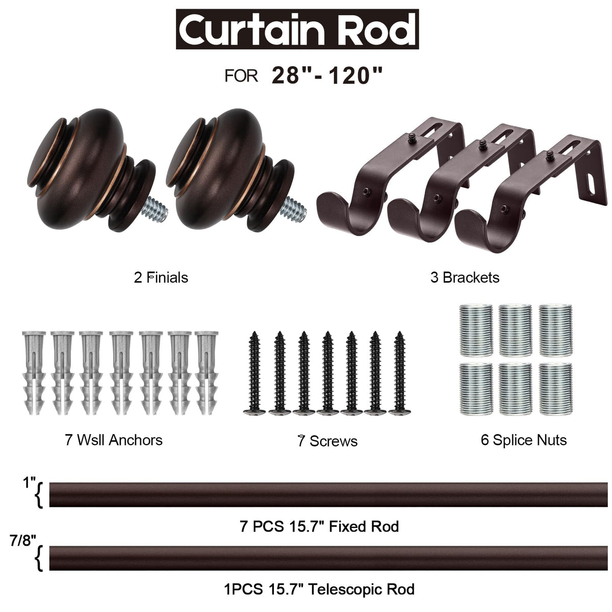 SIMEWIN bronze curtain rod wall-mount hardware and setup