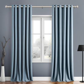 SIMEWIN silver curtain rod with classic finials complements any room.
