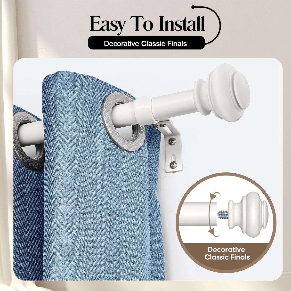 SIMEWIN classic white finials add timeless style to any room.