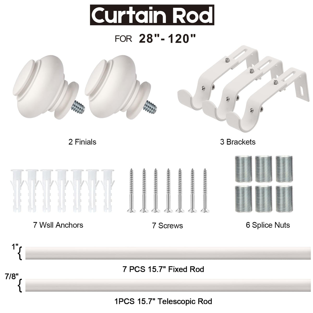 SIMEWIN curtain rod system supports drapery weight up to 30 lbs.