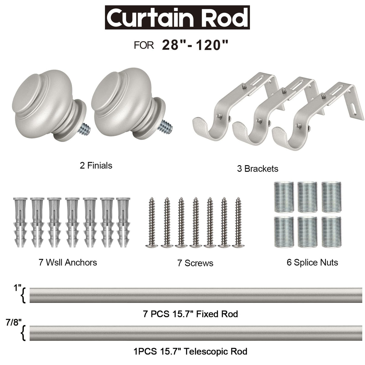 SIMEWIN silver curtain rod set promises durability and long-lasting style.