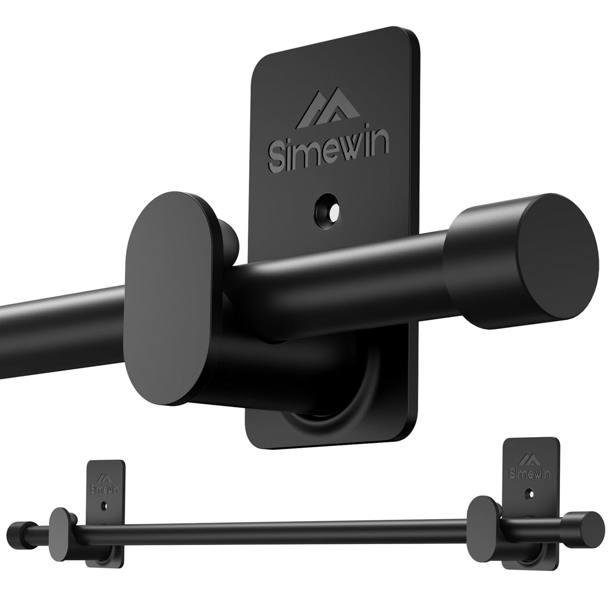 SIMEWIN no-drill curtain rod on a window in a rental home.
