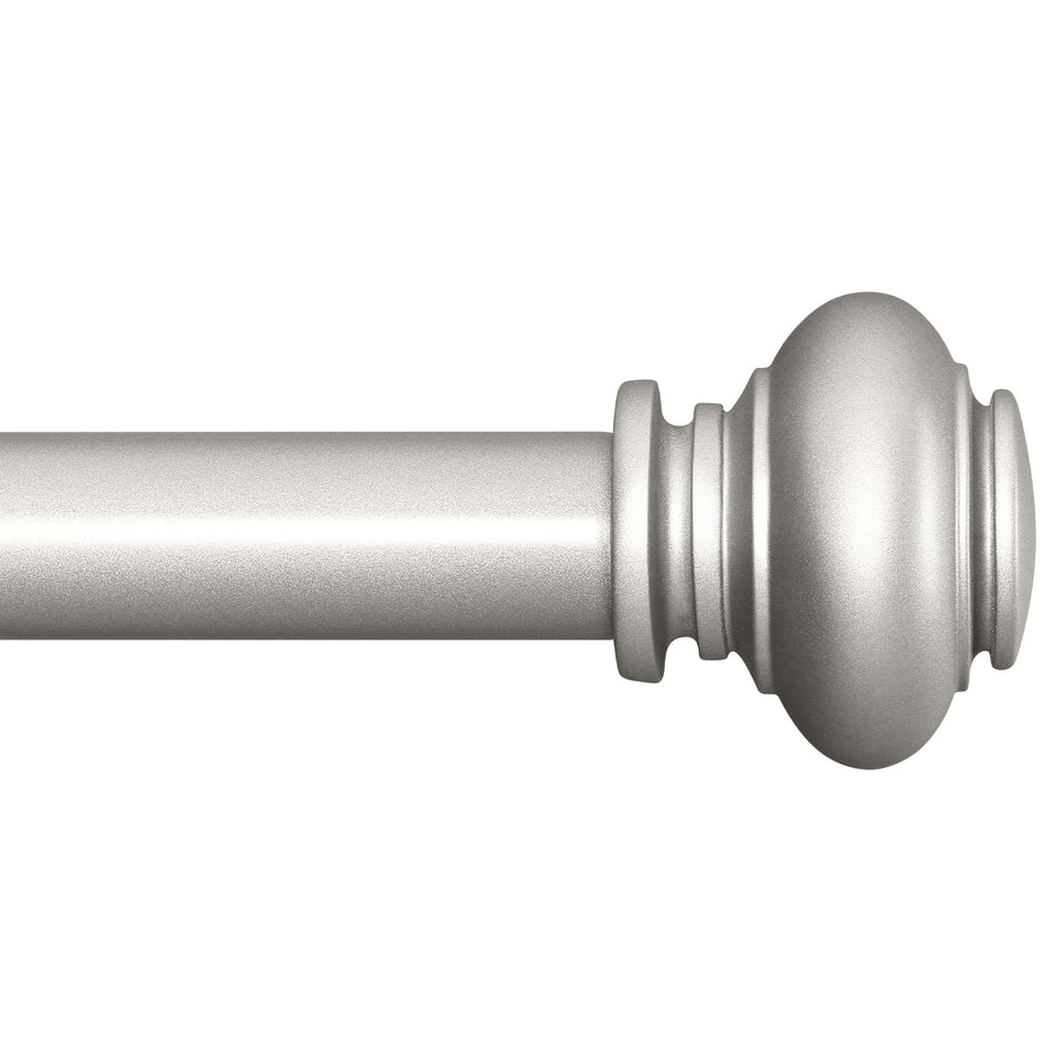 SIMEWIN silver curtain rod 48-84 inches with adjustable length for a custom fit.