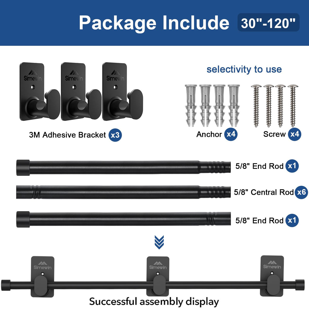 SIMEWIN no-drill system compatible with glass, tiles, marble for versatile styling.