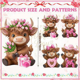 Simgoing Highland cow figurine pink mom 2 highlights blooms for cozy home decor.