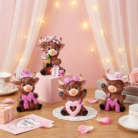 Simgoing pink Highland cow figurine mom 4 ideal for gifting.