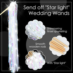 Simgoing wedding wand on a wooden stick designed for durable, comfortable waving