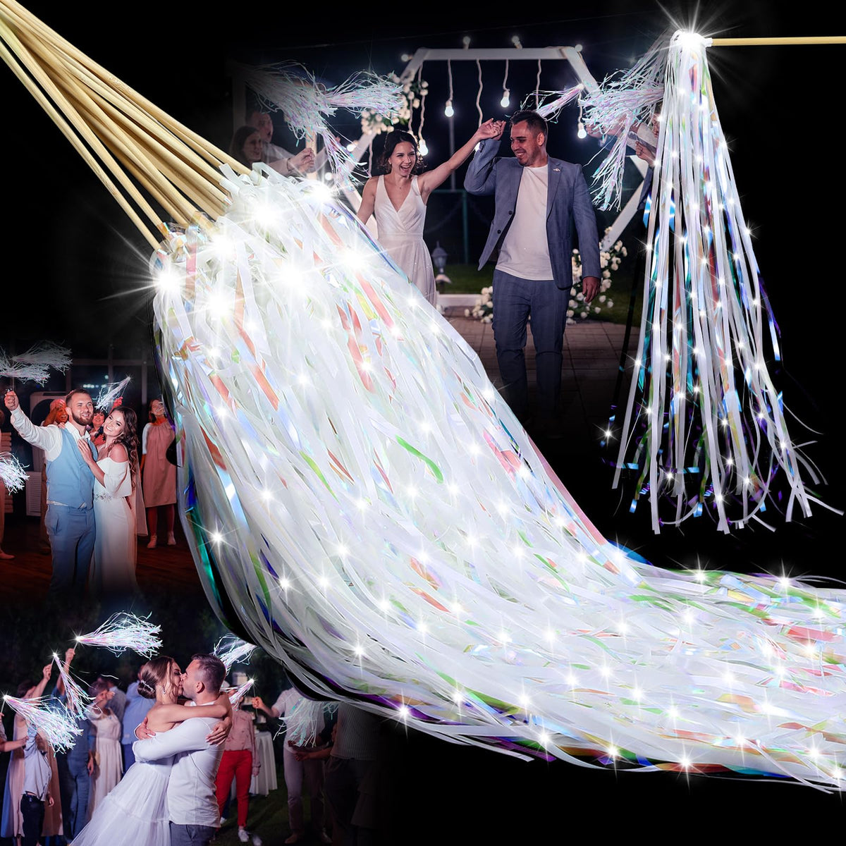 Simgoing LED wedding wand with tinsel for a festive, photo-ready send-off