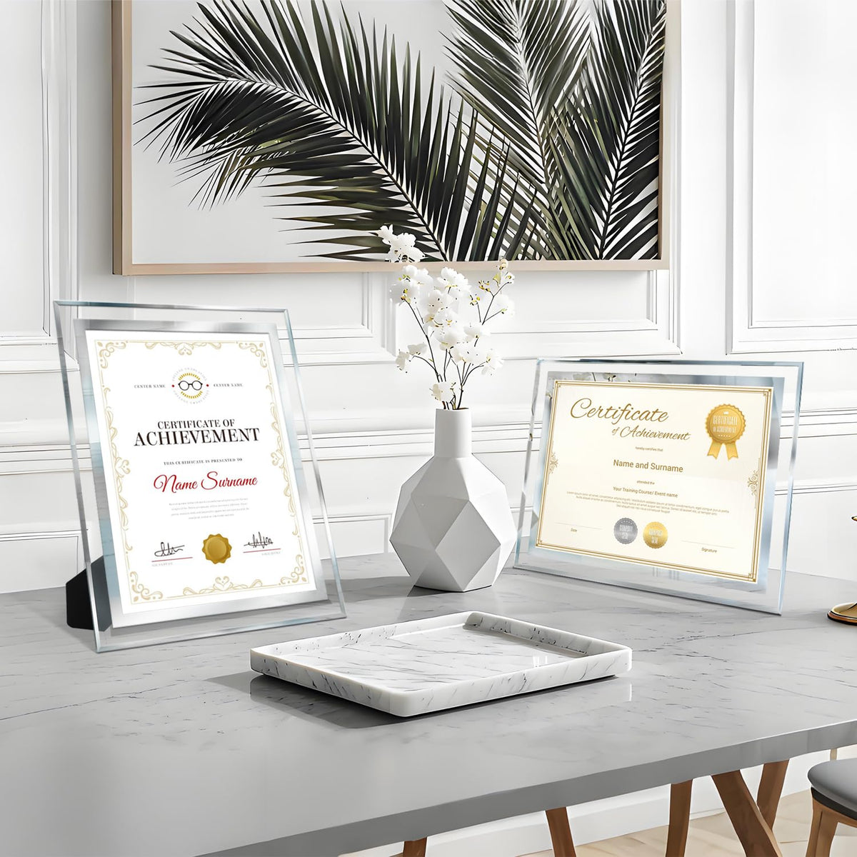 SIMON'S SHOP frame shows vertical or horizontal orientation for certificates