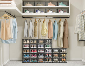 SIMPDIY clear stackable shoe box with lids for closet organization