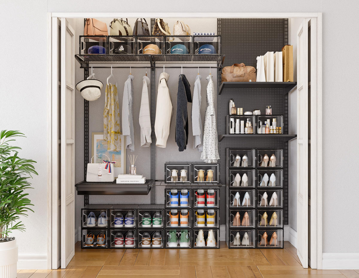 SIMPDIY shoe storage with magnetic door for quick, secure access.