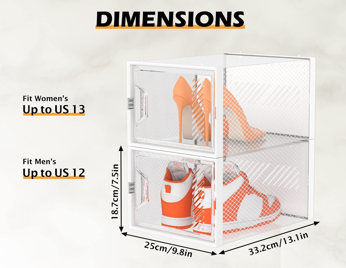 SIMPDIY stackable shoe boxes demonstrating space-saving organization