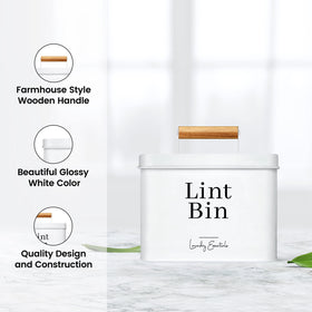 Simplation lint bin lid with wood handle adds a durable premium touch.