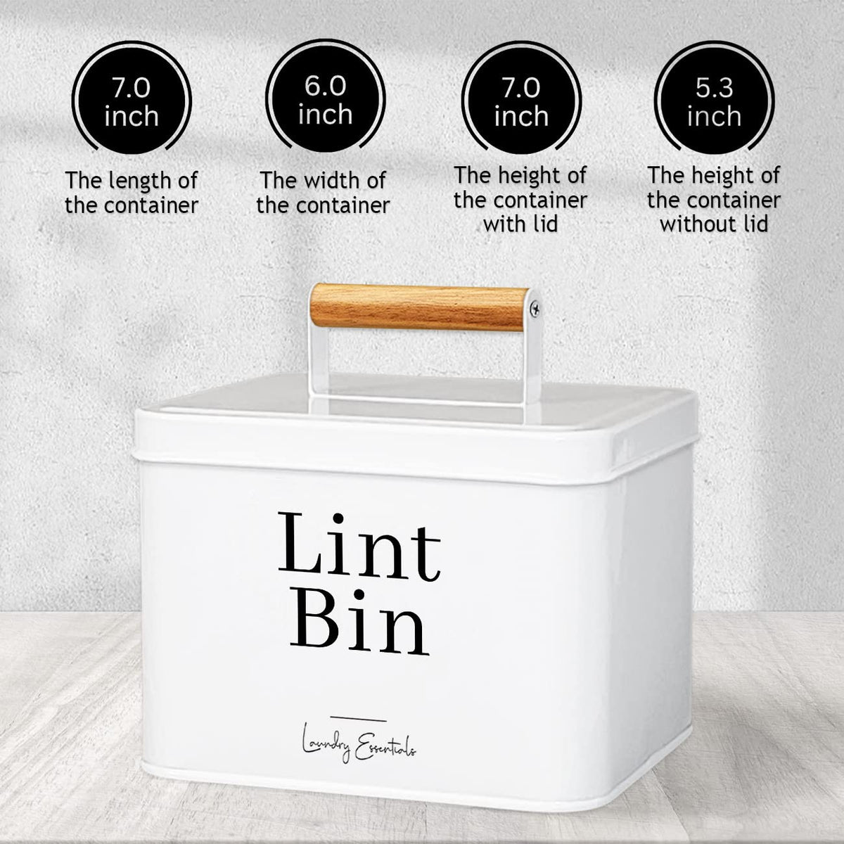 Simplation lint bin on shelf demonstrates organized space and easy access.
