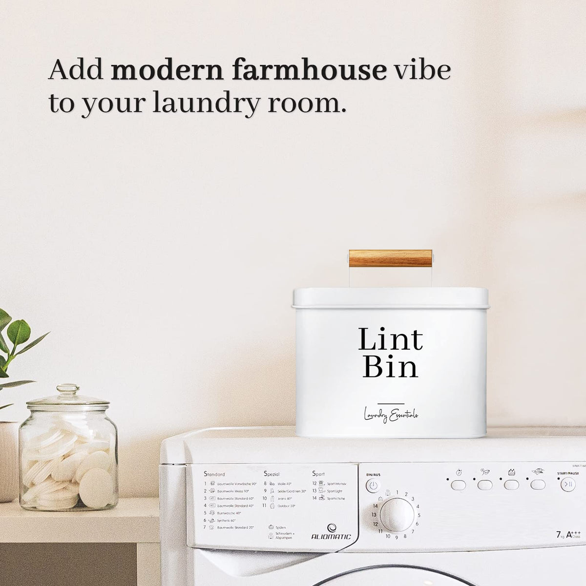 Simplation metal lint bin highlights sturdy construction for long-lasting use.