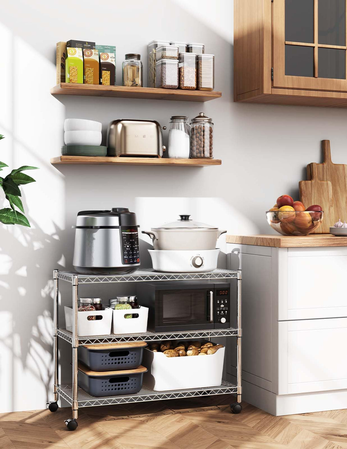 Simple Deluxe 3-tier adjustable shelves for flexible storage.