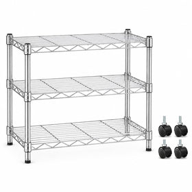 Simple Deluxe 3-tier chrome shelving front view showing sturdy storage solution