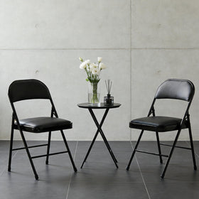 Simple Deluxe padded folding chair backrest offers ergonomic comfort.