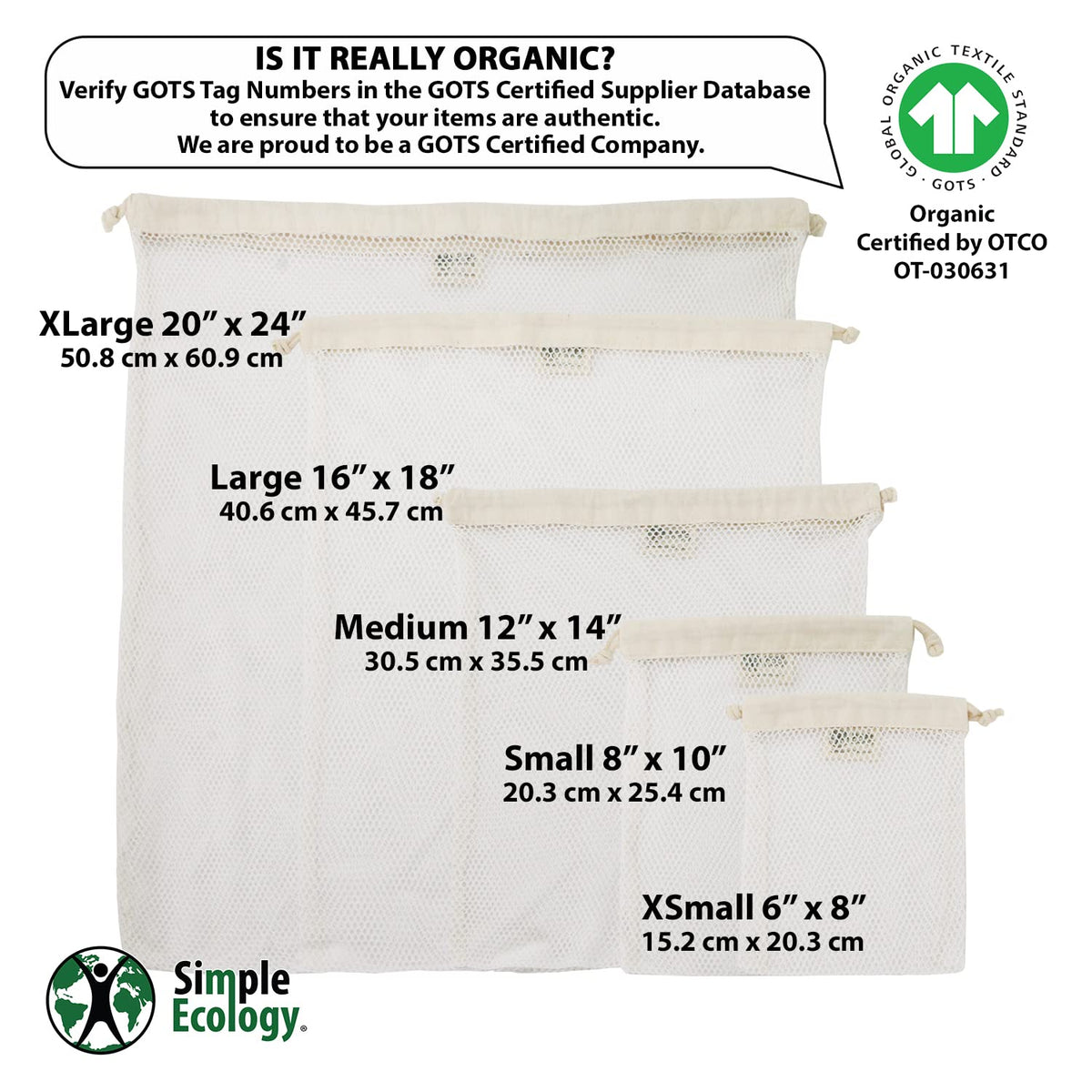 Simple Ecology laundry bag with reinforced double drawstring eases opening when wet.