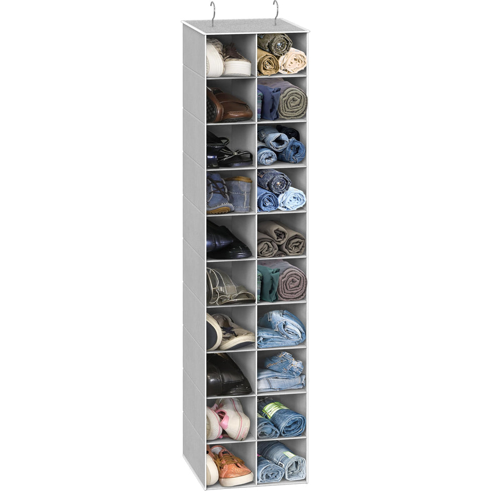 Simple Houseware 20-section hanging shoe organizer keeps closet shoes neatly organized and accessible