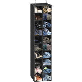 Simple Houseware 20-section shelves hanging shoes organizer demonstrates space-saving closet storage.