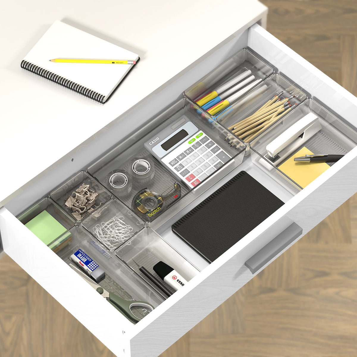 Simple Houseware 20-piece clear drawer organizers in-drawer setup for clutter-free vanity drawers