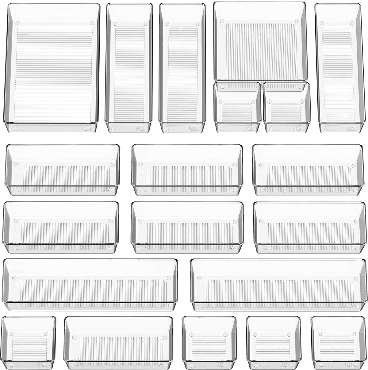 Simple Houseware 20-piece clear drawer organizers in small size for tidy makeup kits