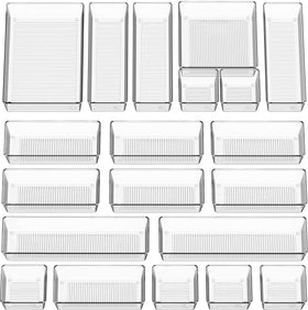 Simple Houseware 20-piece clear drawer organizers in small size for tidy makeup kits