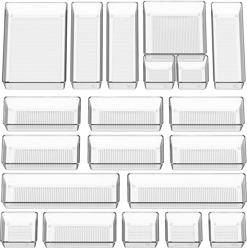 Simple Houseware 20-piece clear drawer organizers in small size for tidy makeup kits
