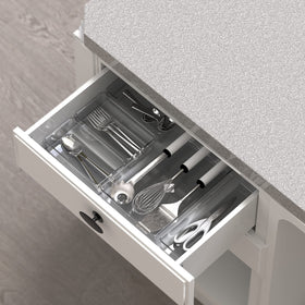 Simple Houseware 20-piece clear drawer organizers in use for easy vanity organization