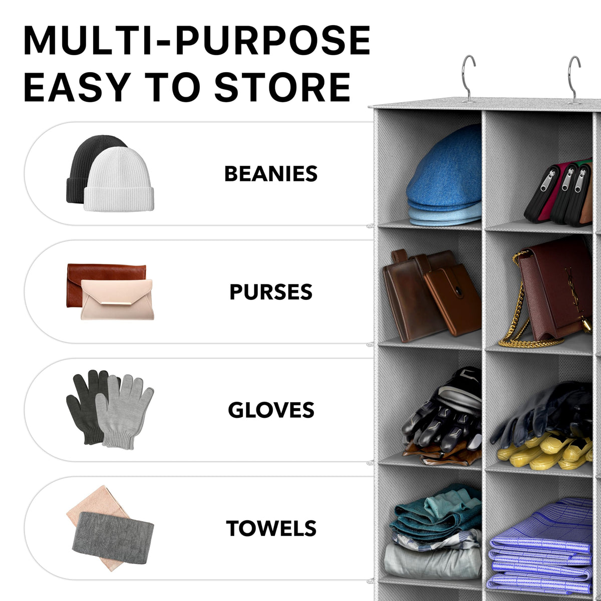 Simple Houseware 24-section shelves hanging organizer gray ideal for shoes and accessories.