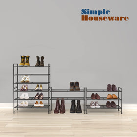 Simple Houseware black mesh rack dimensions fit entryways at 11 by 26.3 by 19 inches.