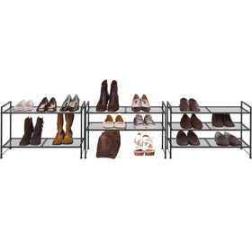 Simple Houseware stackable mesh rack demonstrates expandable storage when adding units.