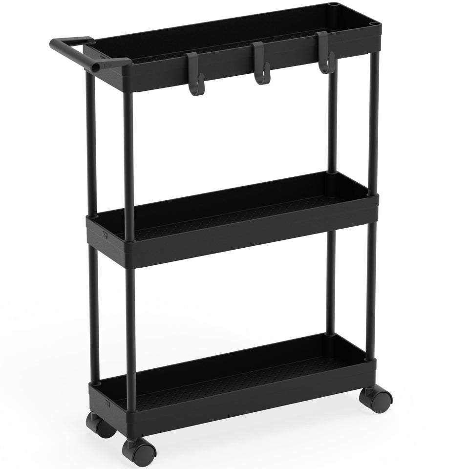 Simple Houseware 3-Tier Slim Cart with handle for easy pushing and pulling