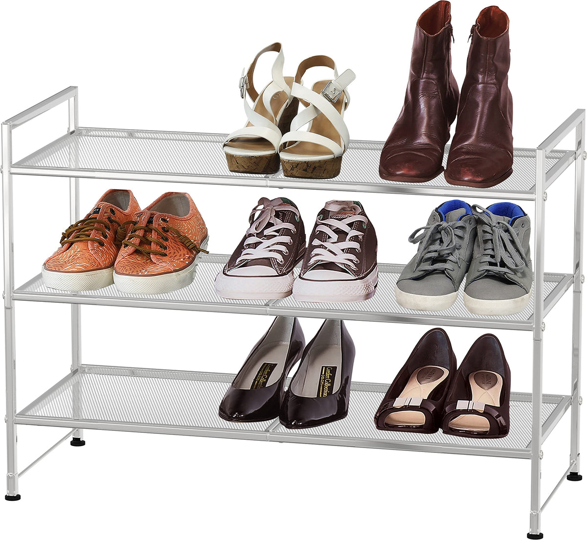 Simple Houseware shoe rack front view showing organized footwear