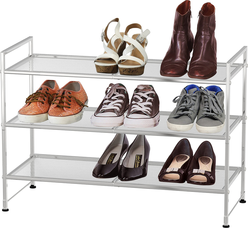 Simple Houseware shoe rack front view showing organized footwear