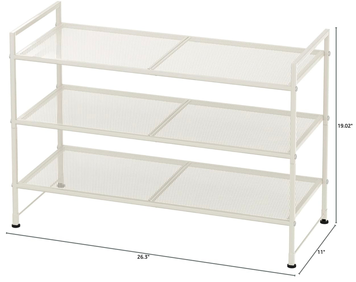 Simple Houseware stackable shoe rack white side view, ideal for entryways