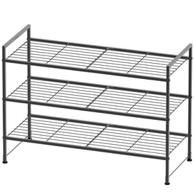 Simple Houseware 3-tier rack front view for compact shoe storage.