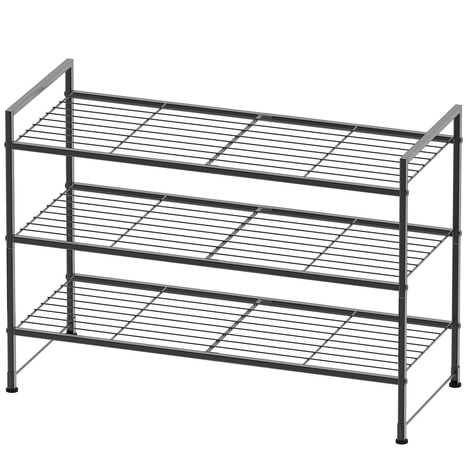 Simple Houseware 3-tier rack front view for compact shoe storage.