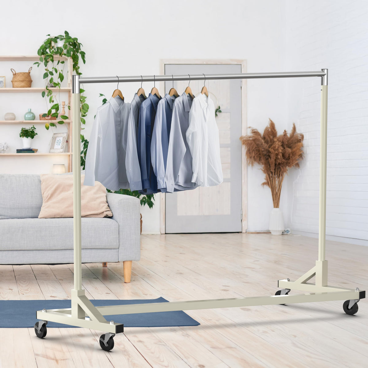 Simple Houseware 360-degree casters provide smooth movement with lock for stability.