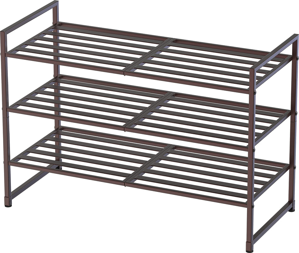 Simple Houseware 3-tier stackable shoes rack bronze for space-saving storage