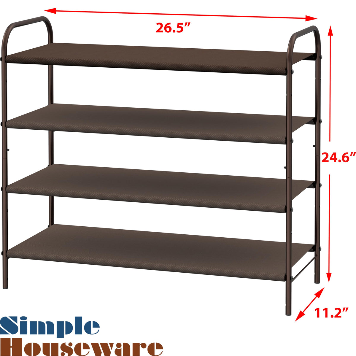 Simple Houseware bronze bottom storage detail for slippers and small items.
